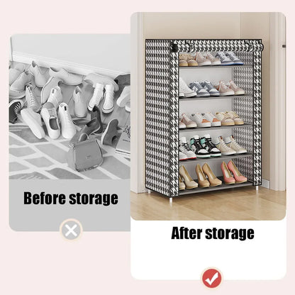 1-Piece Covered Multi-Tier Shoe Storage Rack