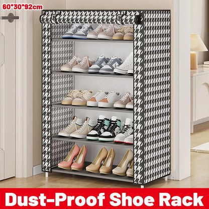 1-Piece Covered Multi-Tier Shoe Storage Rack