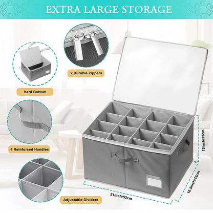 1-Piece Grey 16-Compartment Foldable Shoe Storage Organiser