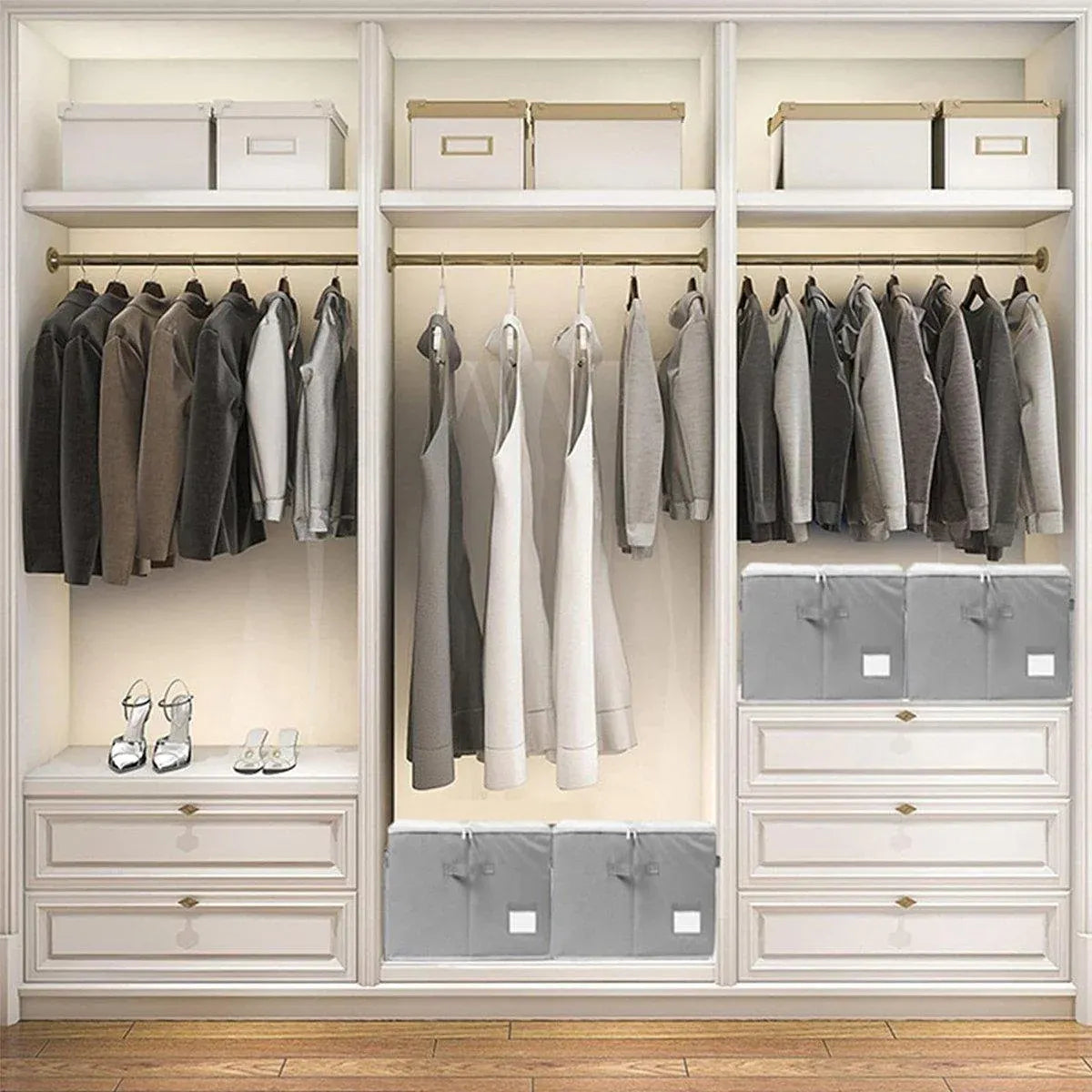 1-Piece Grey 16-Compartment Foldable Shoe Storage Organiser