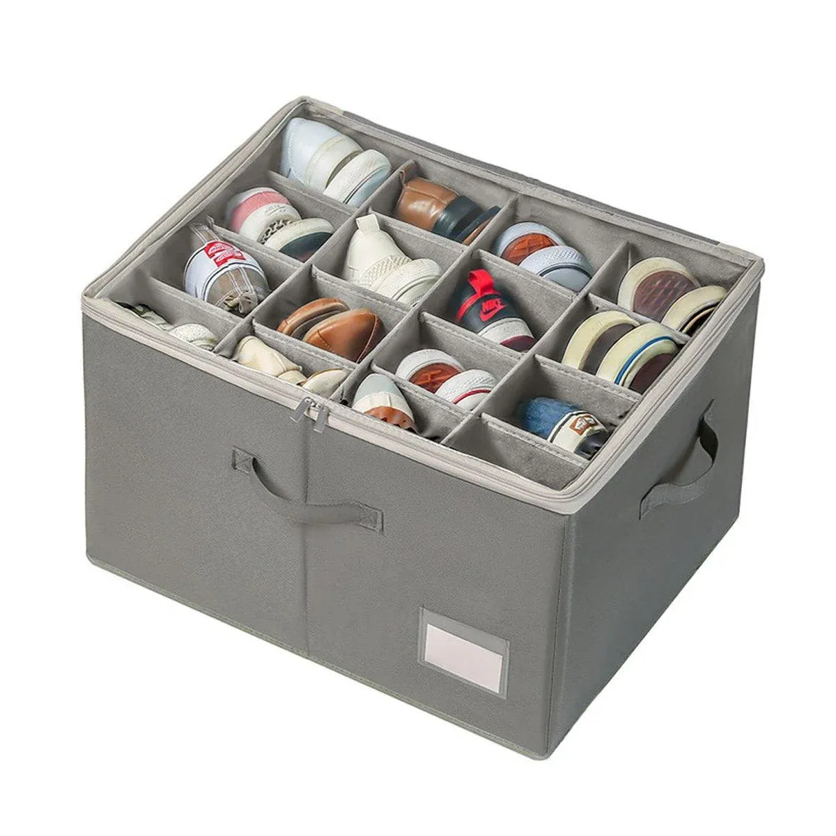 1-Piece Grey 16-Compartment Foldable Shoe Storage Organiser