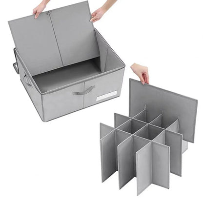 1-Piece Grey 16-Compartment Foldable Shoe Storage Organiser