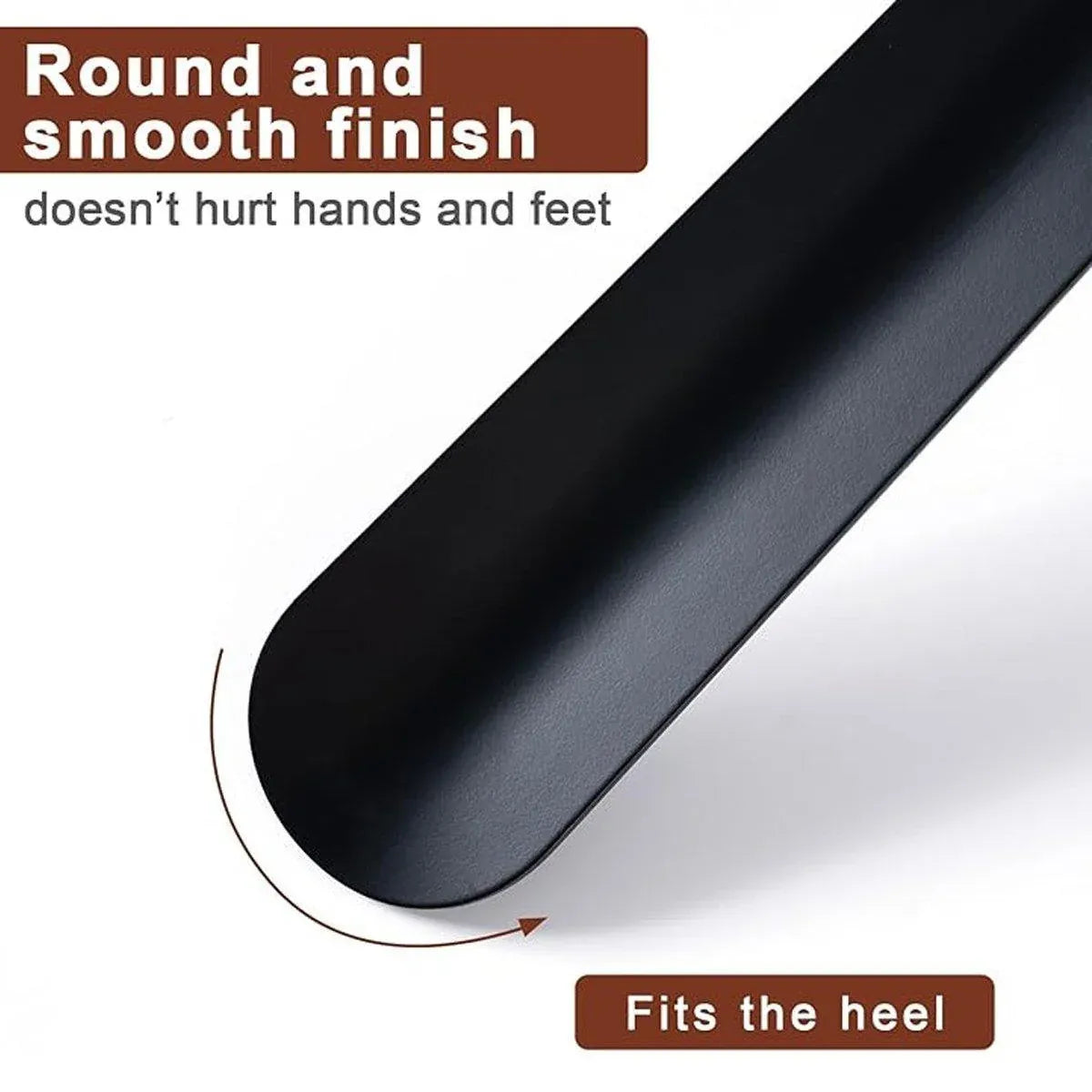 Long Handle Shoe Horn 42 cm Black with Brown Handle Sleeve, 1 Piece