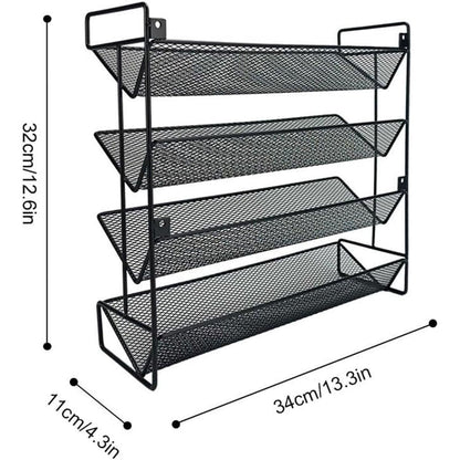 Black Four-Tier Spice Rack 34 x 11 x 32 cm - 1 Piece