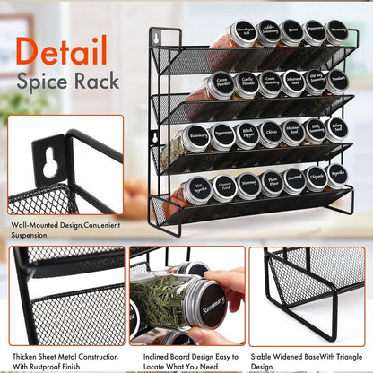 Black Four-Tier Spice Rack 34 x 11 x 32 cm - 1 Piece