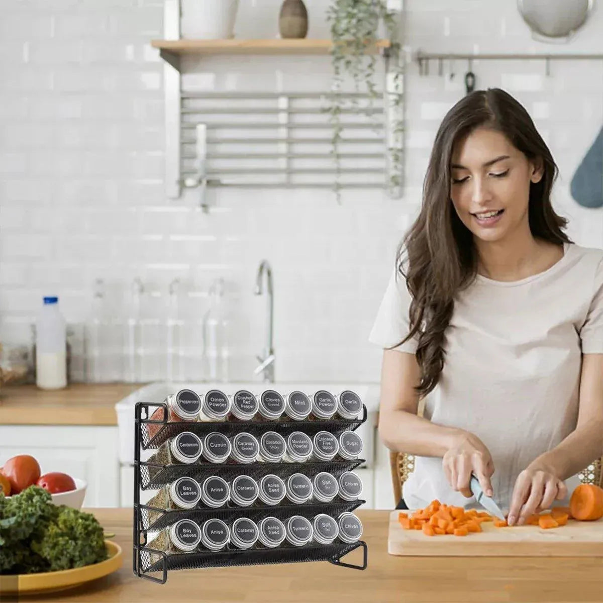 Black Four-Tier Spice Rack 34 x 11 x 32 cm - 1 Piece