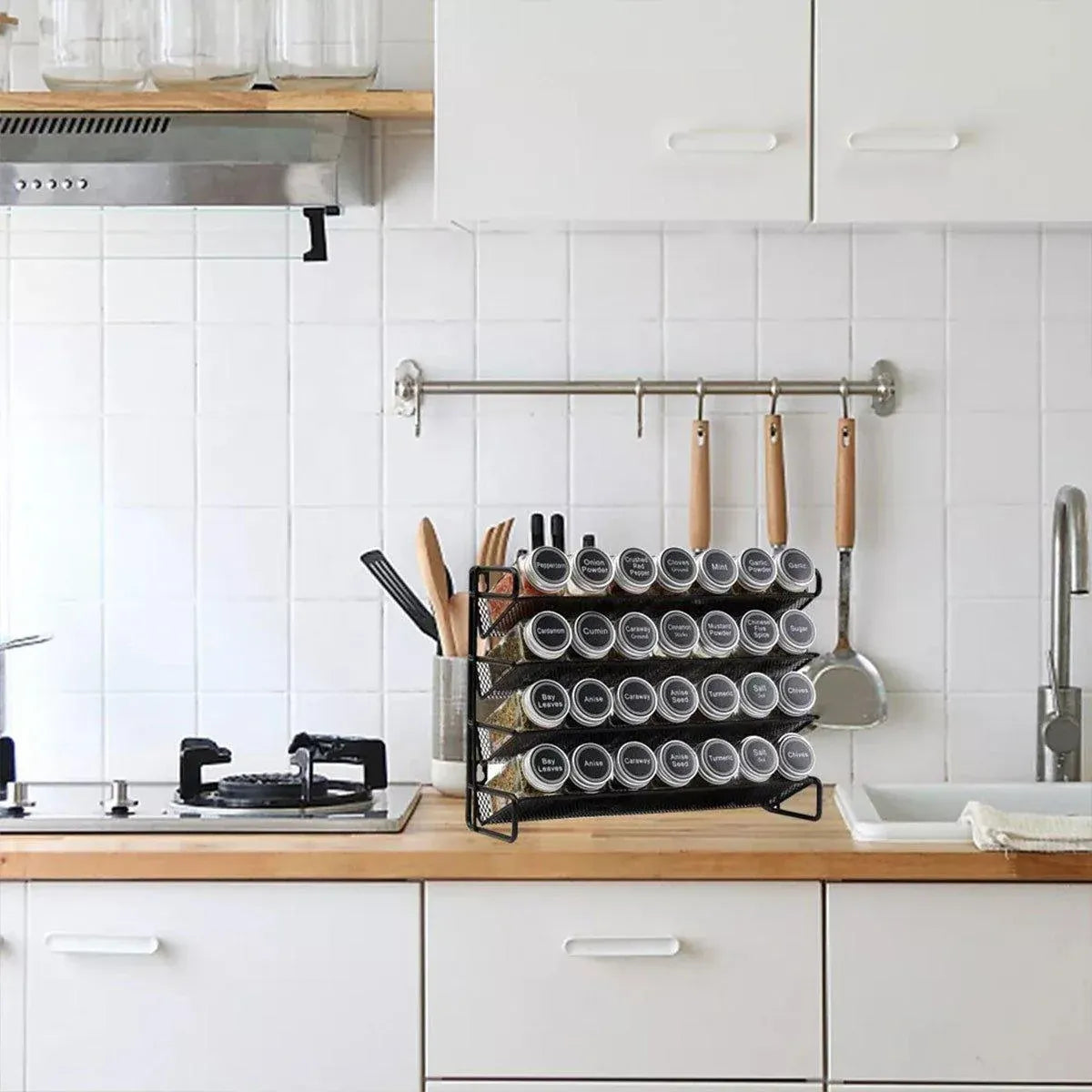 Black Four-Tier Spice Rack 34 x 11 x 32 cm - 1 Piece