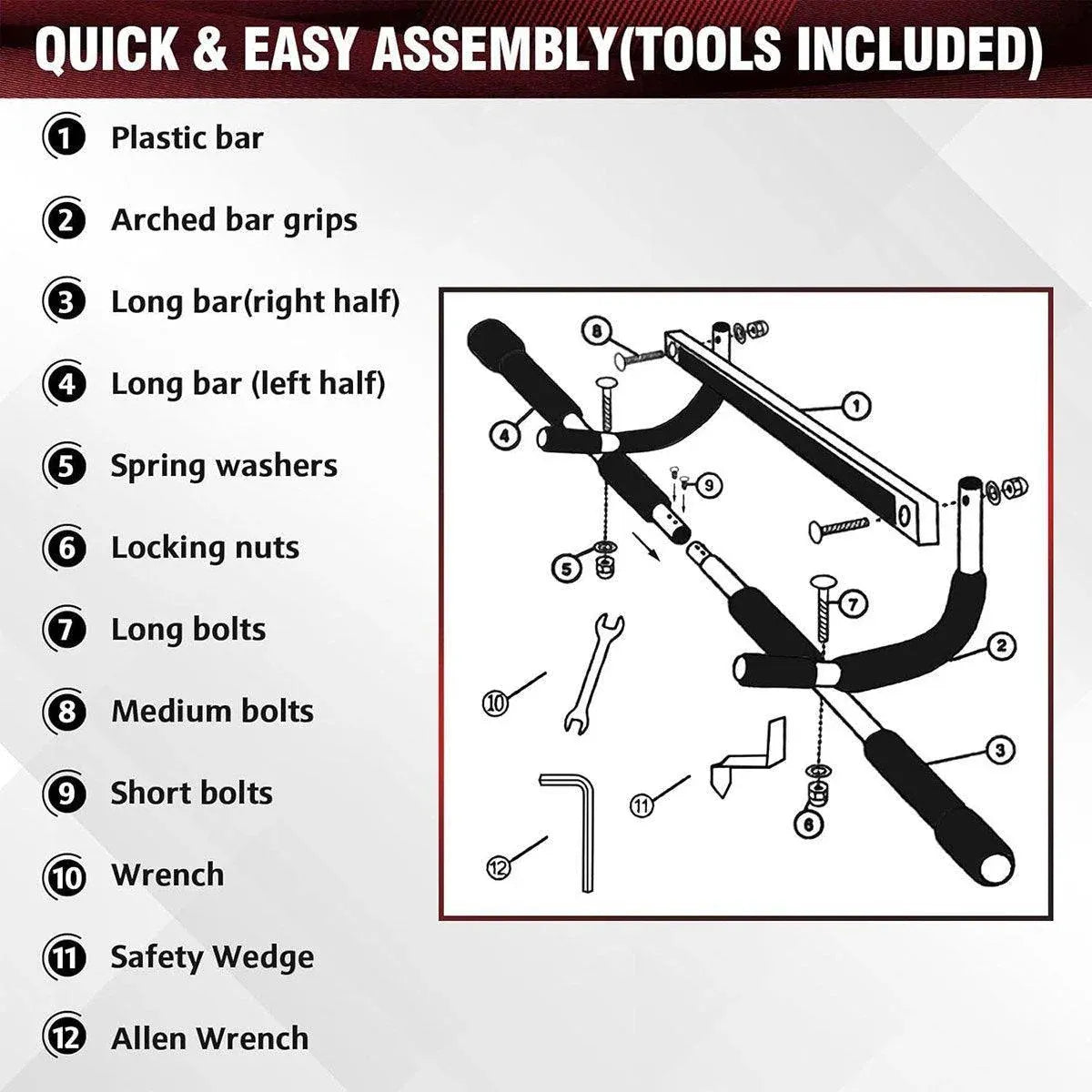 1-Piece Black and Silver Doorway Pull-Up Bar