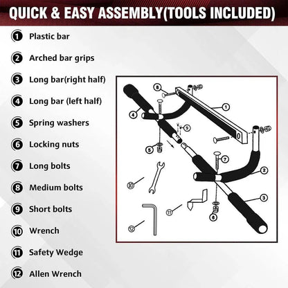 1-Piece Black and Silver Doorway Pull-Up Bar