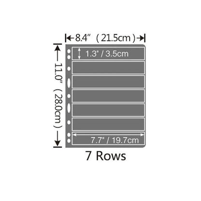 10 Pcs Stamp Album Refill Pages, Double Sided Black 7-Strip Sheets with 9 Holes