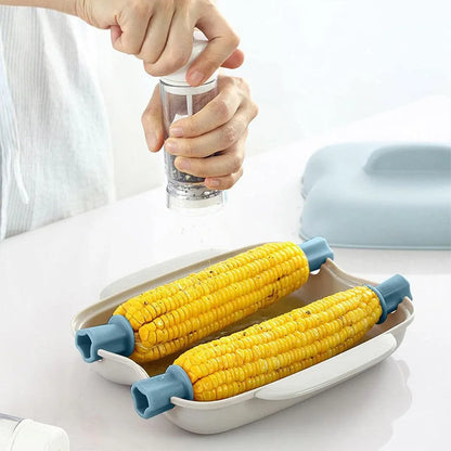 Microwave Corn Steamer Box Kitchen Cooking Tool Fast Heat Resistant Container - Blue