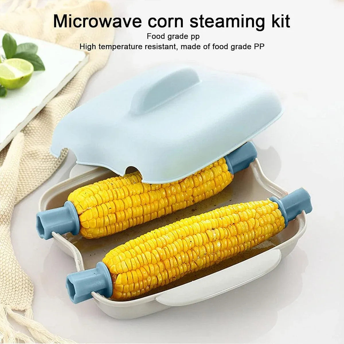 Microwave Corn Steamer Box Kitchen Cooking Tool Fast Heat Resistant Container - Blue