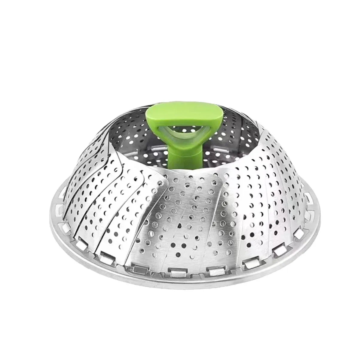 Folding Stainless Steel Steamer Basket Expandable Safe Durable Easy To Use - 11in