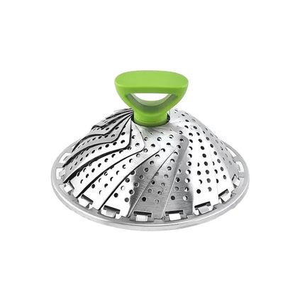 Folding Stainless Steel Steamer Basket Expandable Safe Durable Easy To Use - 9in
