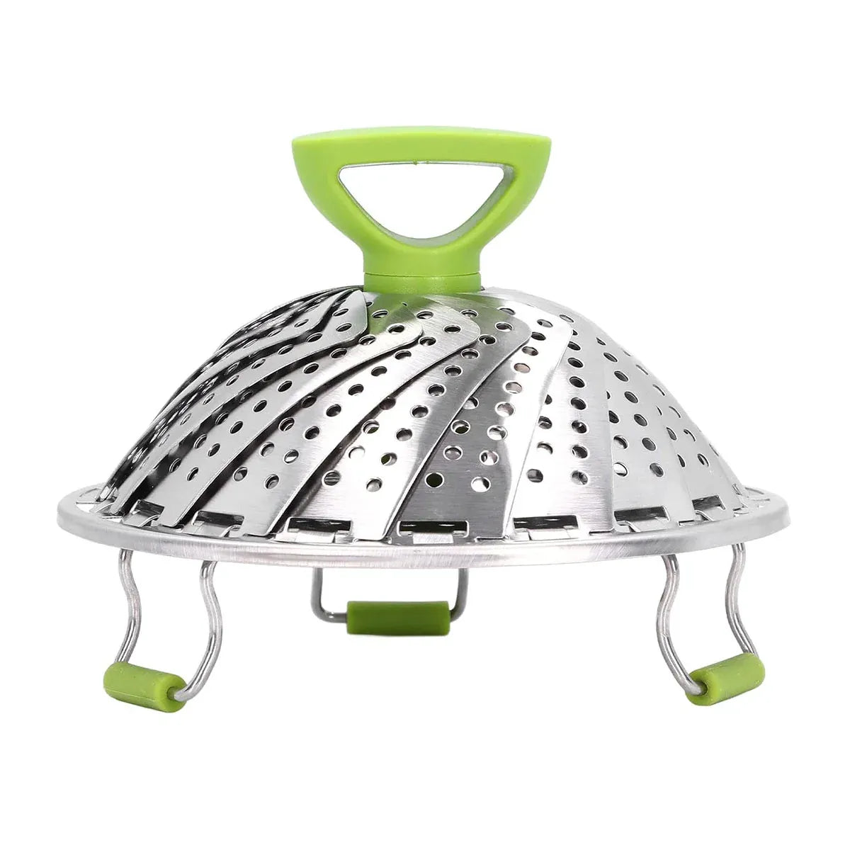 Folding Stainless Steel Steamer Basket Expandable Safe Durable Easy To Use - 9in