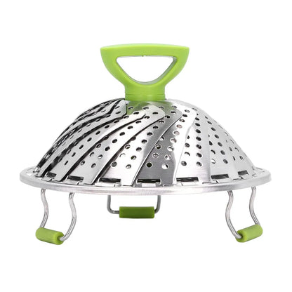Folding Stainless Steel Steamer Basket Expandable Safe Durable Easy To Use - 9in