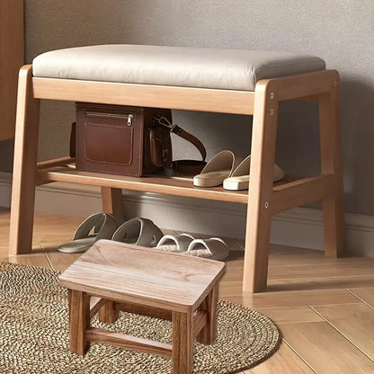 Solid Wood Small Bench Living Room Low Stool Shoe Bench Sturdy Space Saving