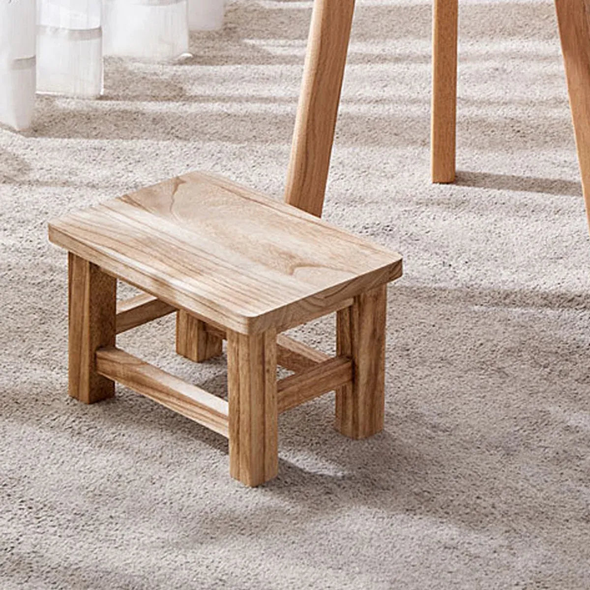 Solid Wood Small Bench Living Room Low Stool Shoe Bench Sturdy Space Saving