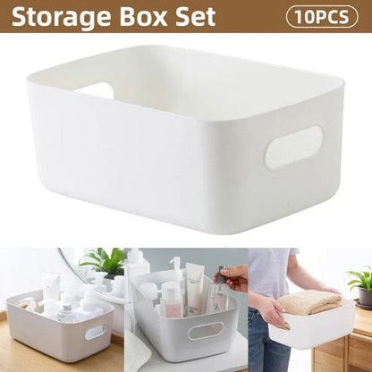 10-Piece White Plastic Storage Basket Set