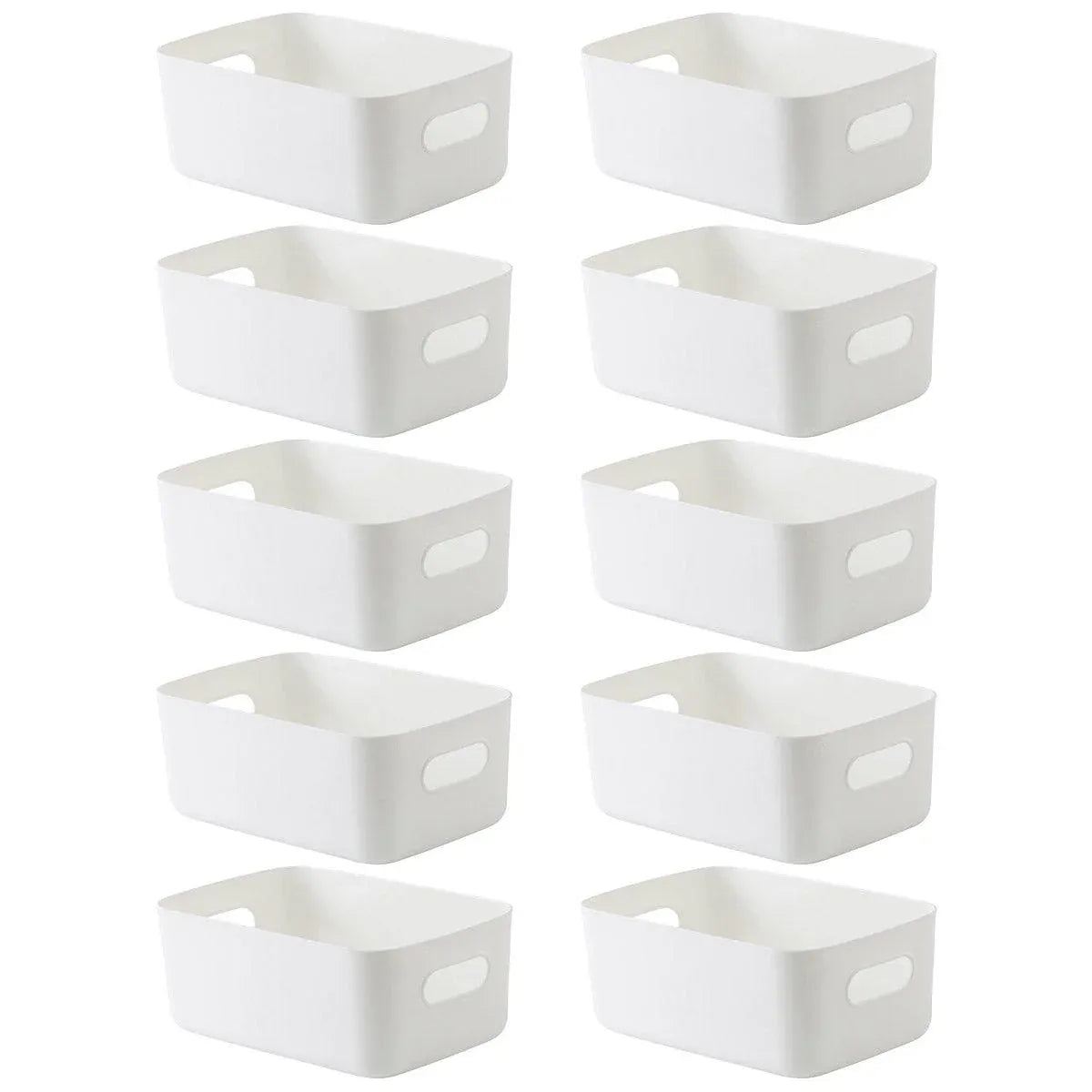 10-Piece White Plastic Storage Basket Set