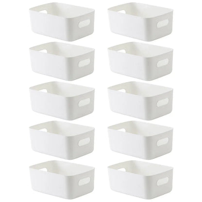 10-Piece White Plastic Storage Basket Set