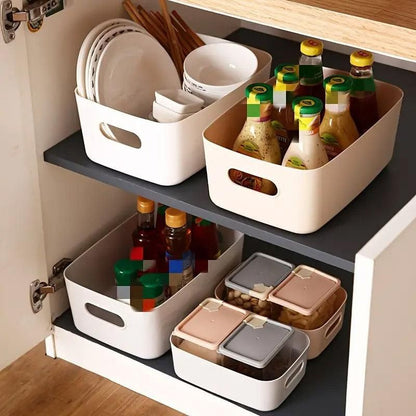 10-Piece White Plastic Storage Basket Set
