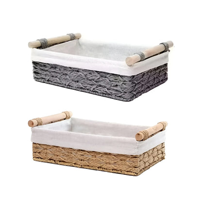 Desktop Storage Basket Storage Box Organization Basket Home Office Organizer - Beige