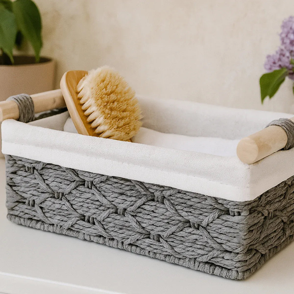 Desktop Storage Basket Storage Box Organization Basket Home Office Organizer - Grey
