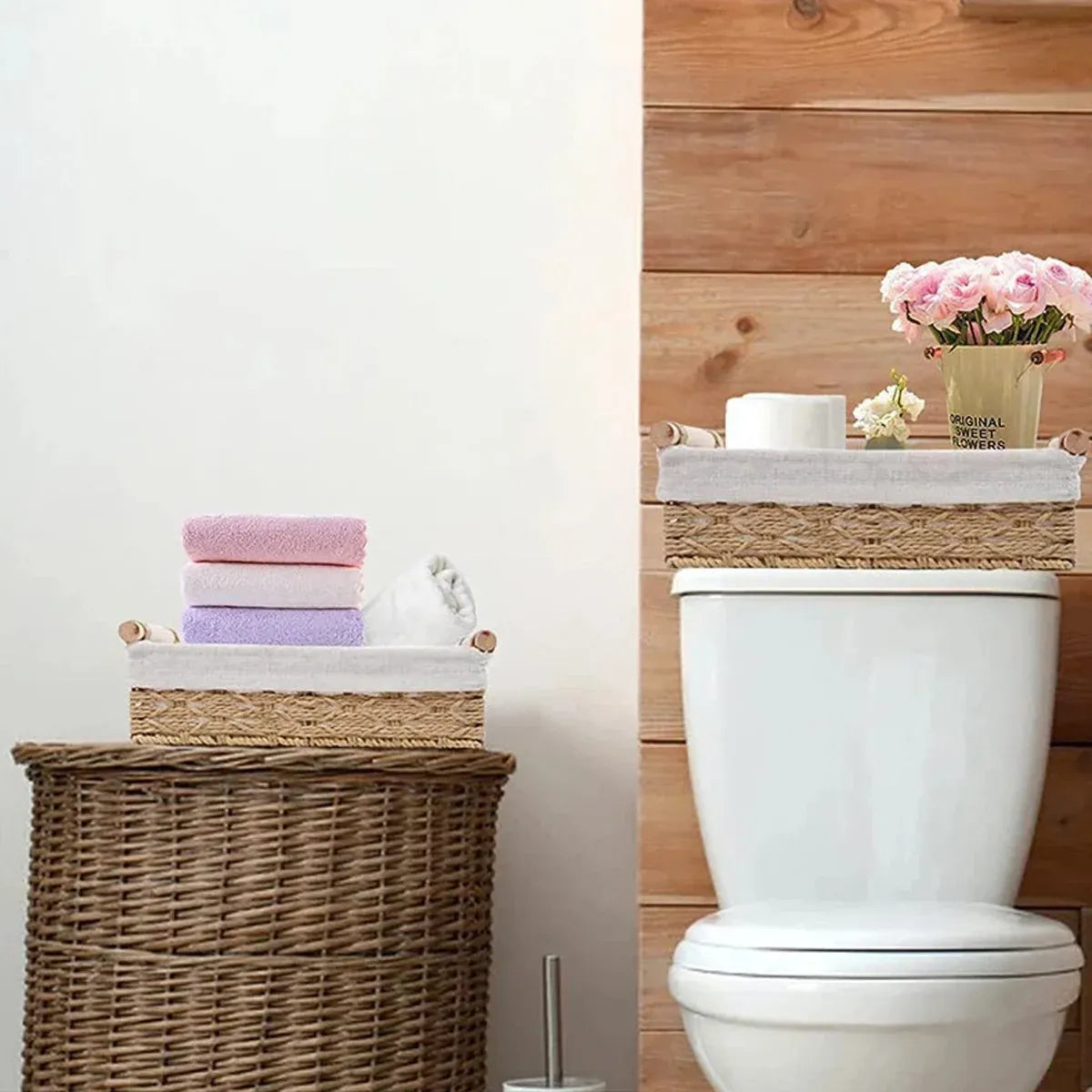 Desktop Storage Basket Storage Box Organization Basket Home Office Organizer - Grey