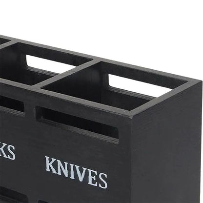 Black Three-Compartment Cutlery Organiser 25.5 x 8.7 x 11 cm - 1 Piece