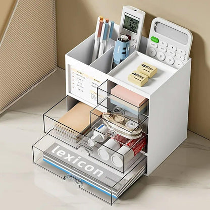 1-Piece Clear Desktop Drawer Organiser with 10 Labelling Cards