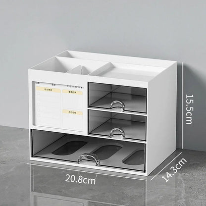1-Piece Clear Desktop Drawer Organiser with 10 Labelling Cards