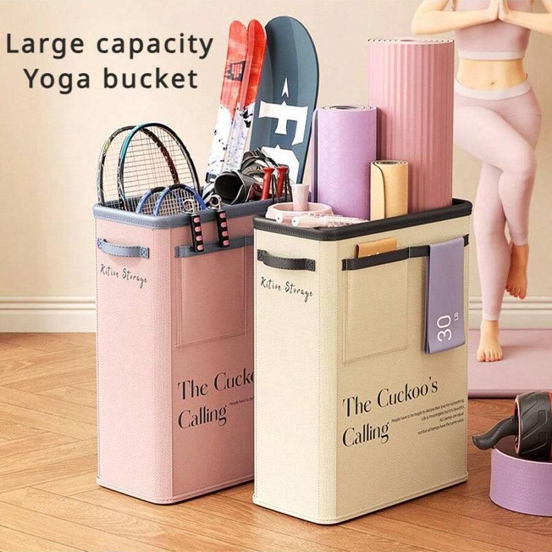 Yoga Mat Storage Box Home Sports Equipment Organiser Basket for Yoga Accessories - Beige