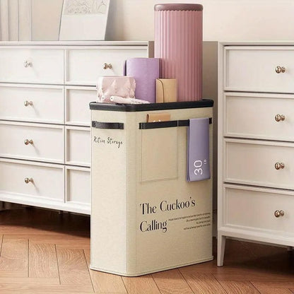 Yoga Mat Storage Box Home Sports Equipment Organiser Basket for Yoga Accessories - Beige
