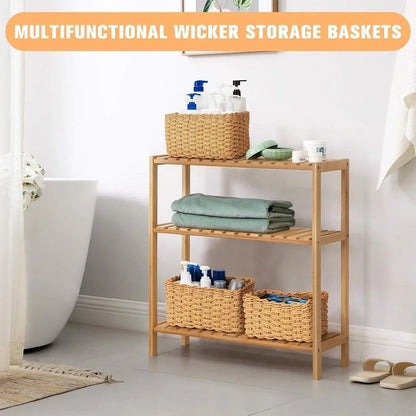 4-Piece Brown Woven Storage Basket Set