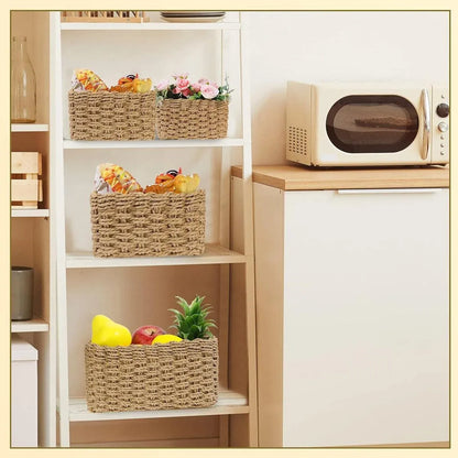 4-Piece Brown Woven Storage Basket Set