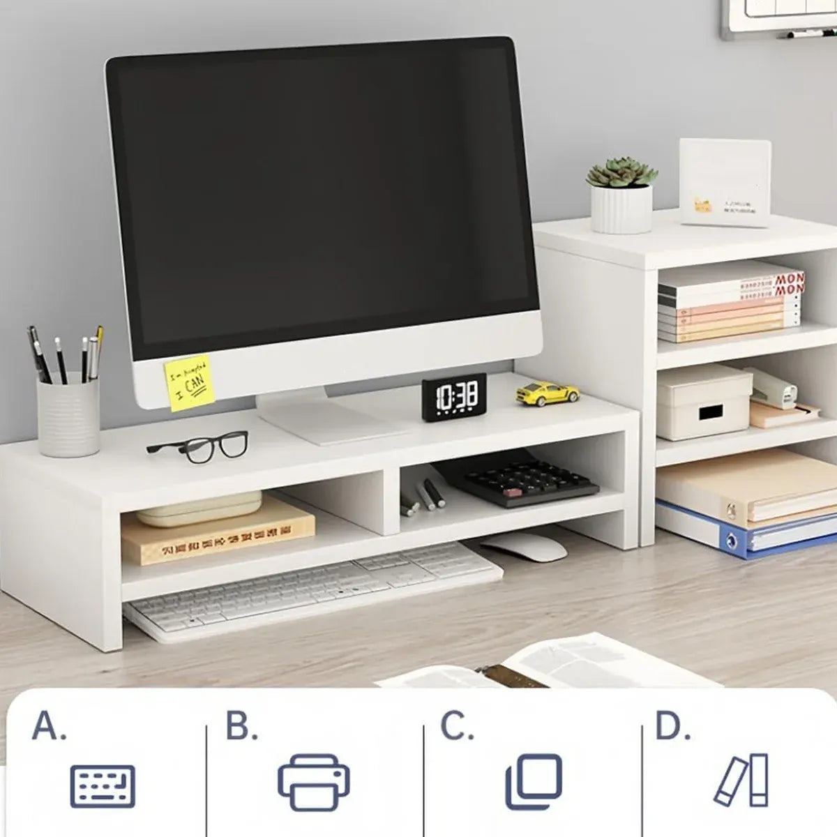 Home Office Computer Monitor Riser Stand Office Desk Storage Shelf Multi Layer
