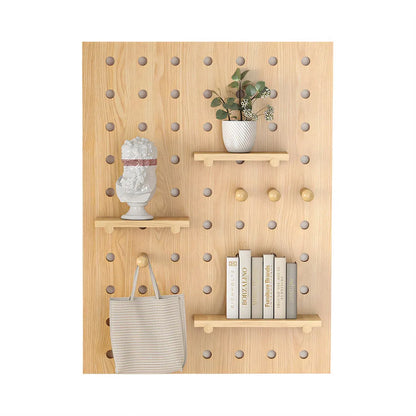 Wooden Pegboard Wall Mounted Organizer Hanging Shelf for Home Living Room Use