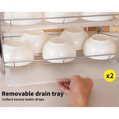 Kitchen Bowl Dish Rack Drainer Storage Cutlery Holder Cupboard Organizer
