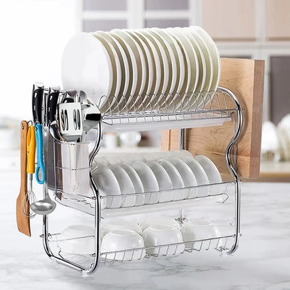 Kitchen Bowl Dish Rack Drainer Storage Cutlery Holder Cupboard Organizer