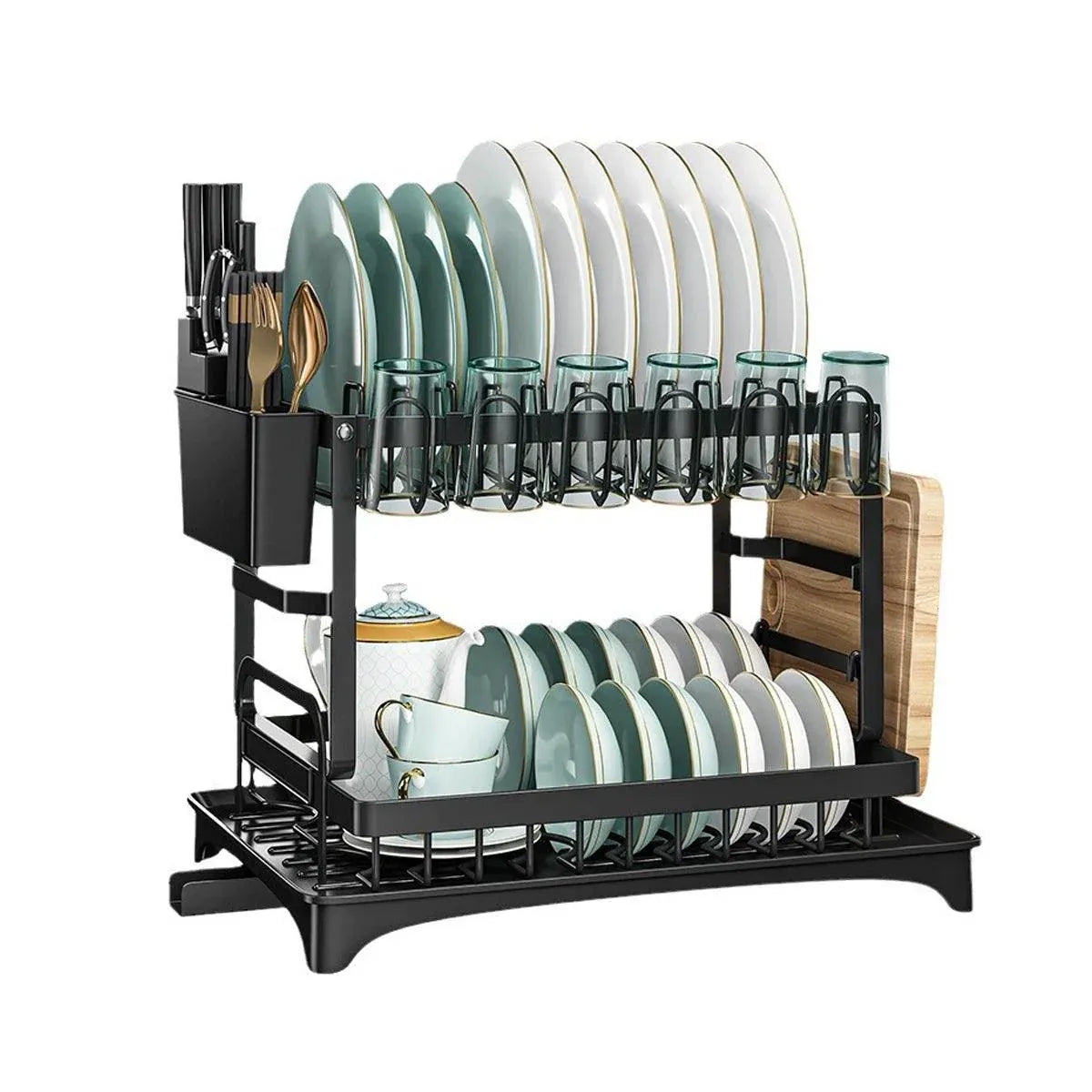 1-Piece Black Dish Drying and Storage Rack
