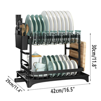 1-Piece Black Dish Drying and Storage Rack