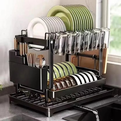 1-Piece Black Dish Drying and Storage Rack