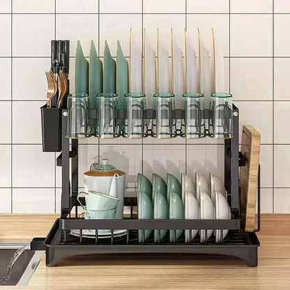 1-Piece Black Dish Drying and Storage Rack