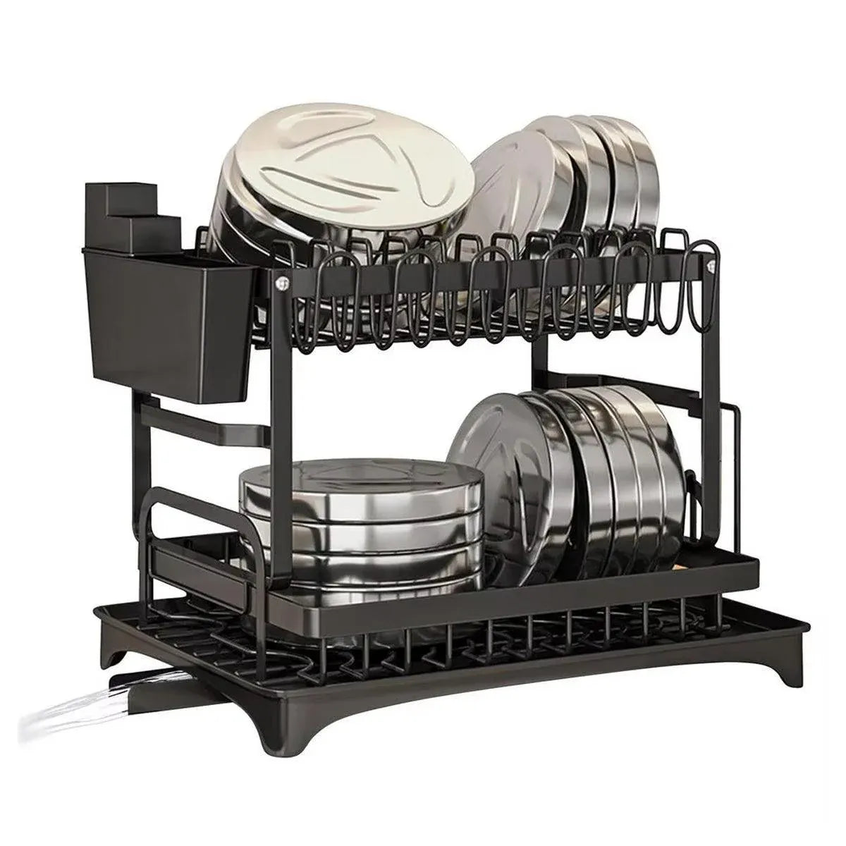 1-Piece Black Dish Drying and Storage Rack