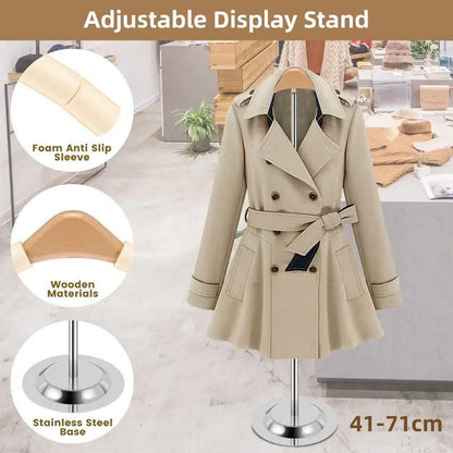 1-Piece Beige Adjustable T-Shaped Garment Display Stand