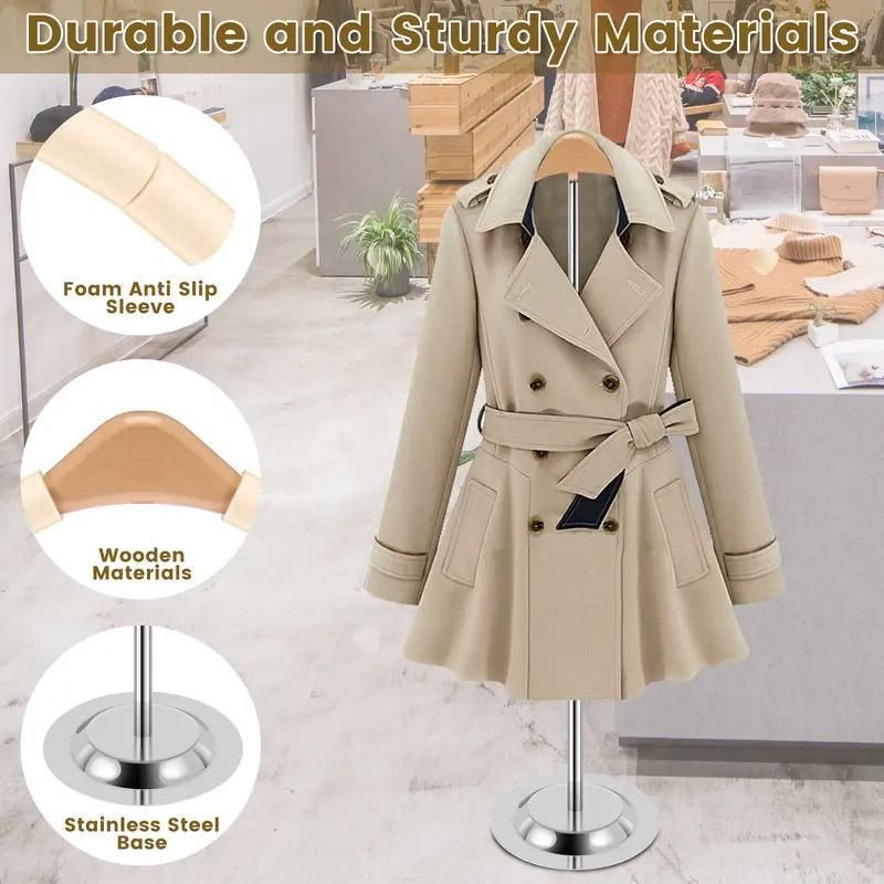 1-Piece Beige Adjustable T-Shaped Garment Display Stand
