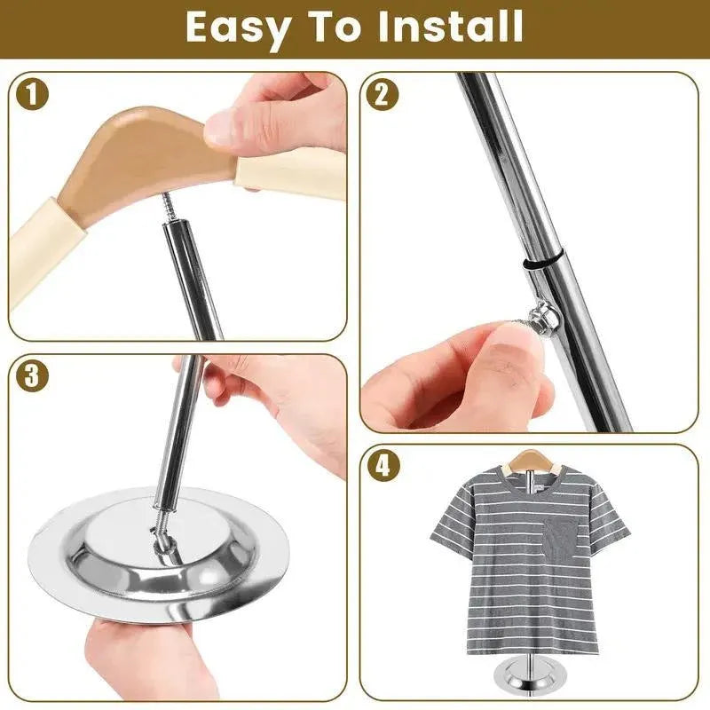 1-Piece Beige Adjustable T-Shaped Garment Display Stand