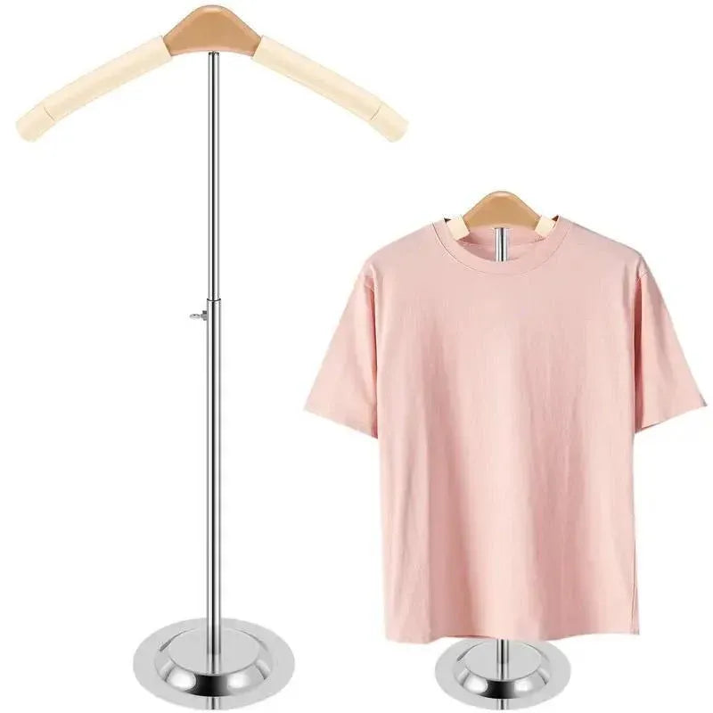 1-Piece Beige Adjustable T-Shaped Garment Display Stand