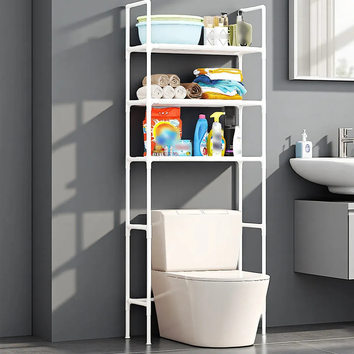 1-Piece Over-Toilet Storage Rack, White